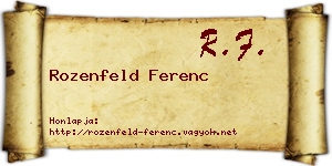 Rozenfeld Ferenc névjegykártya